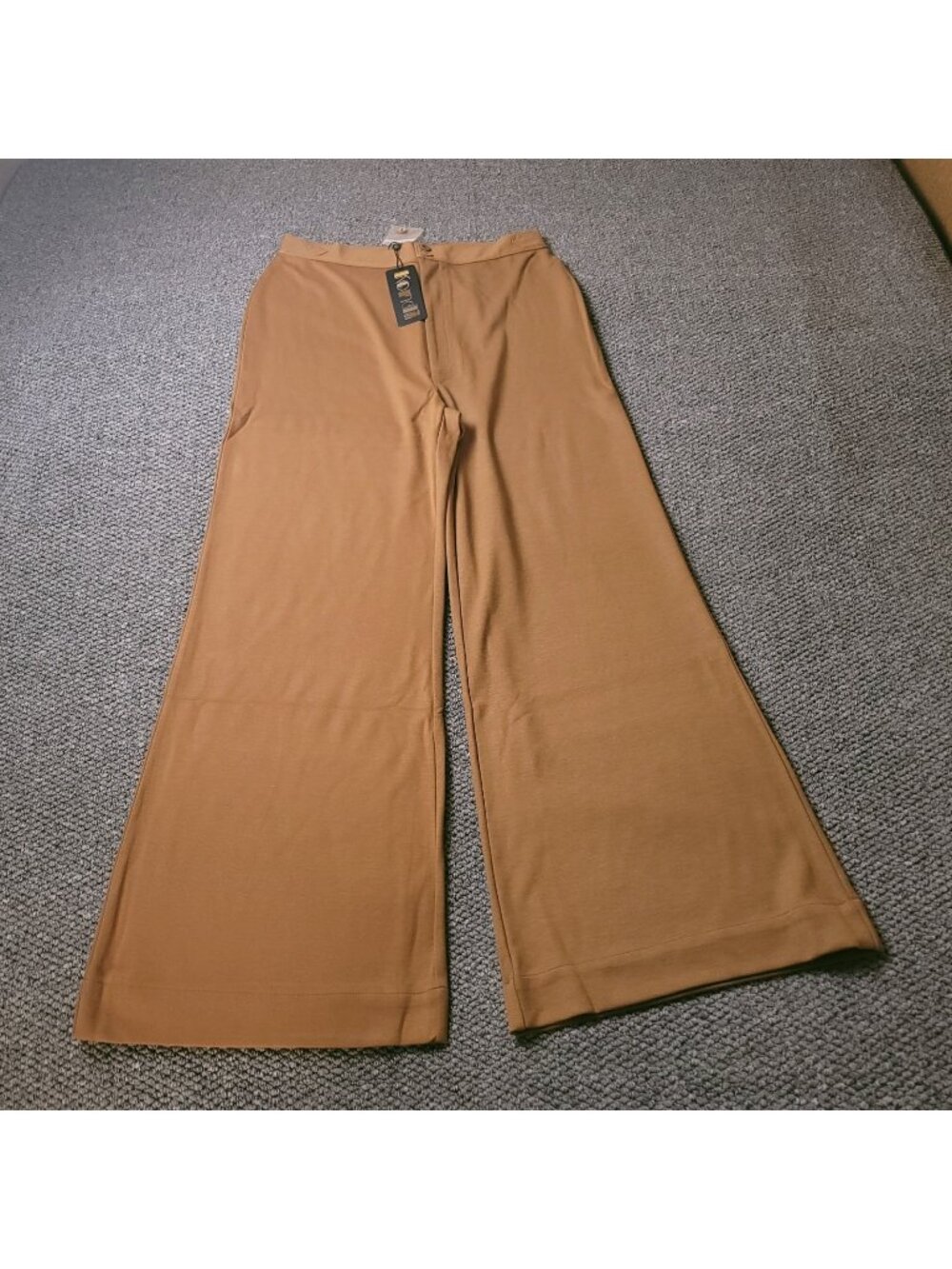 Suzie Kondi Ponte Pants Womens XL High Waist Boot Cut Camel Flare Wide